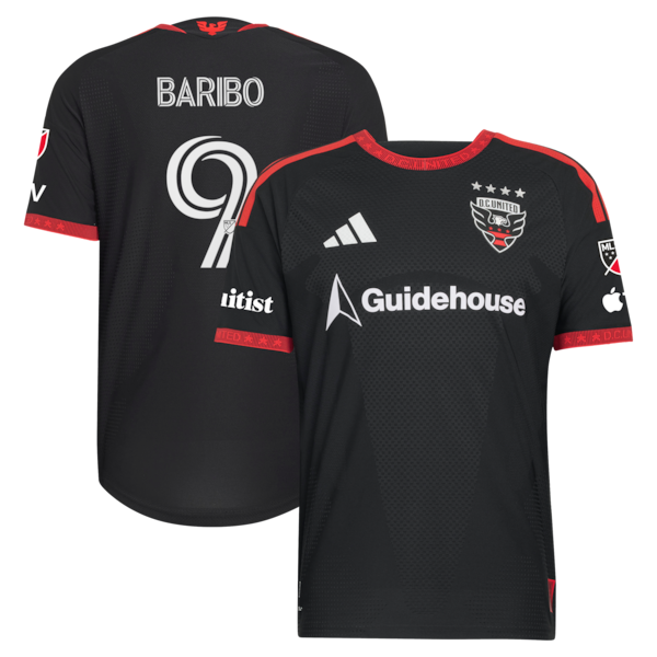 Tai Baribo DC United Adidas 2026 Black and Red Kit On Field Authentic Patch Jersey 2026