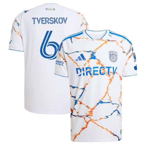 Jeppe Tverskov SAN Diego FC Adidas 2026 Unprecedented Unity KIT ON Field Authentic Patch Jersey White 2026
