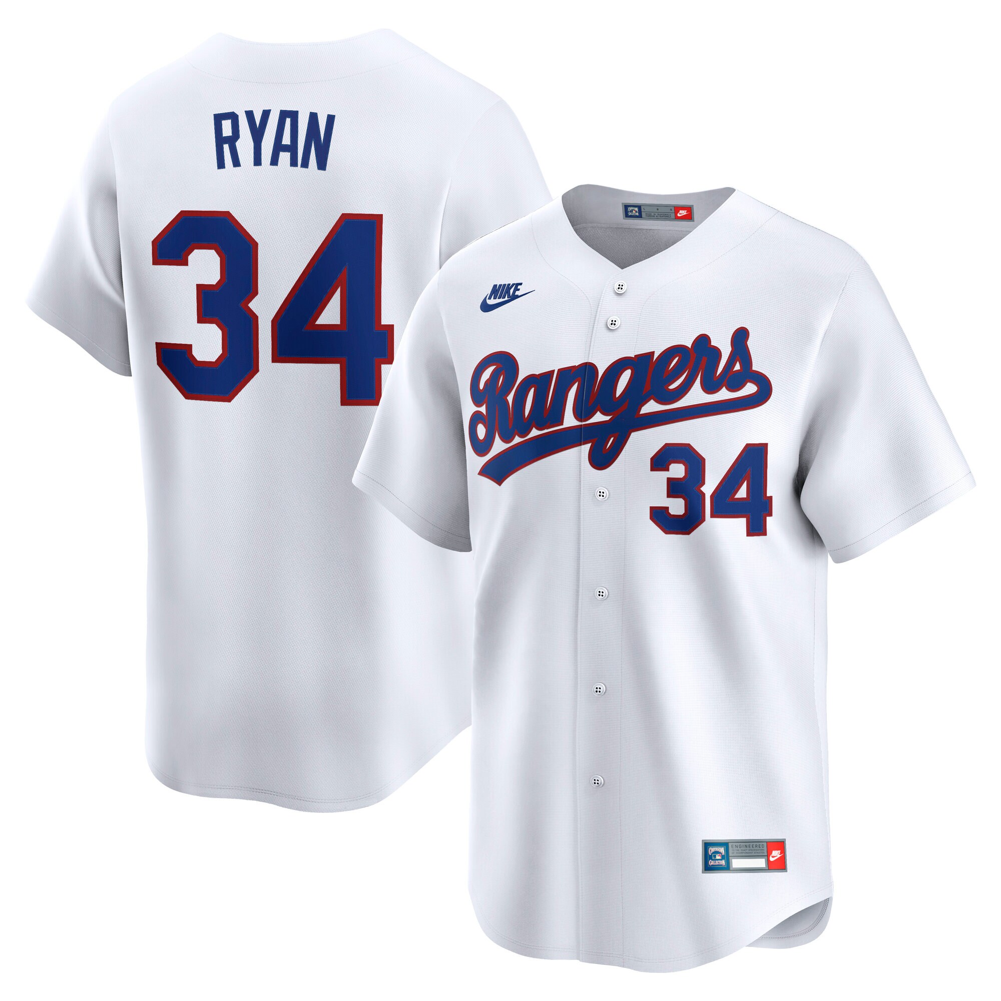 Nolan Ryan Texas Rangers Nike Throwback Cooperstown Collection Limited Jersey White 2025/26