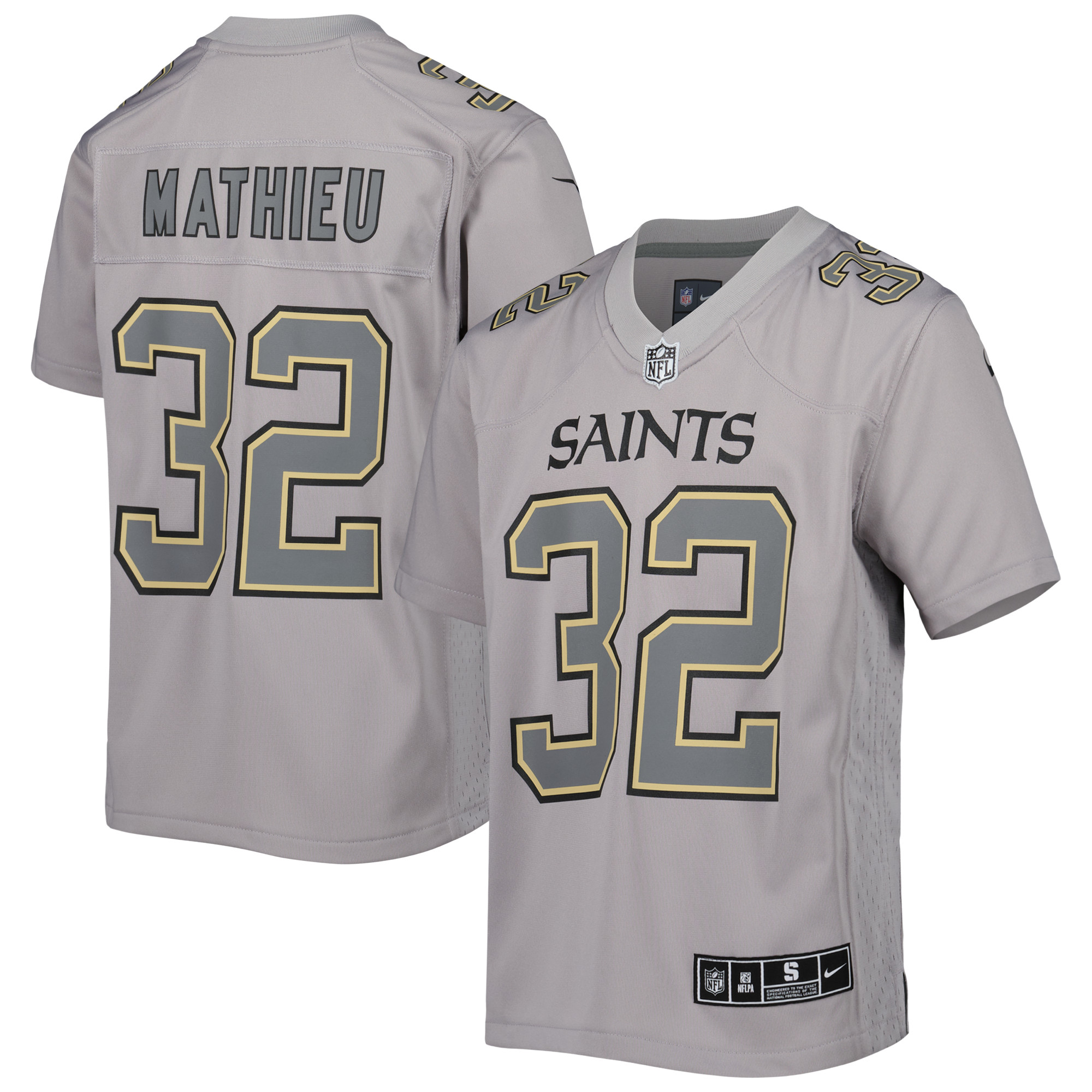 Tyrann Mathieu NEW Orleans Saints Nike Youth Atmosphere Game Jersey Gray 2025/26