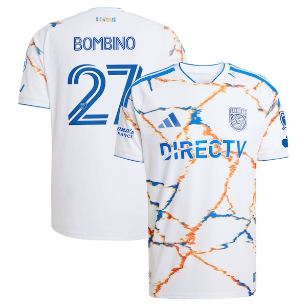 Luca Bombino SAN Diego FC Adidas 2026 Unprecedented Unity KIT ON Field Authentic Patch Jersey White 2026