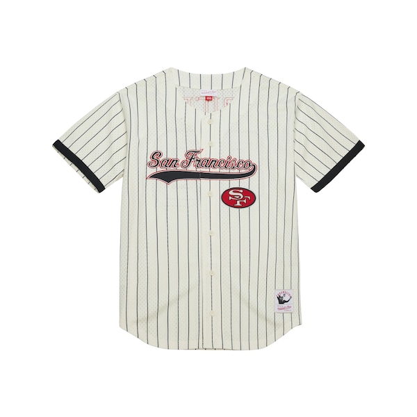 Jerry Rice SAN Francisco 49ers Mitchell AND Ness Name AND Number Mesh Button UP Baseball Jersey Cream 2025/26