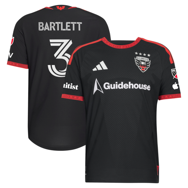 Lucas Bartlett DC United Adidas 2026 Black and Red Kit On Field Authentic Patch Jersey 2026