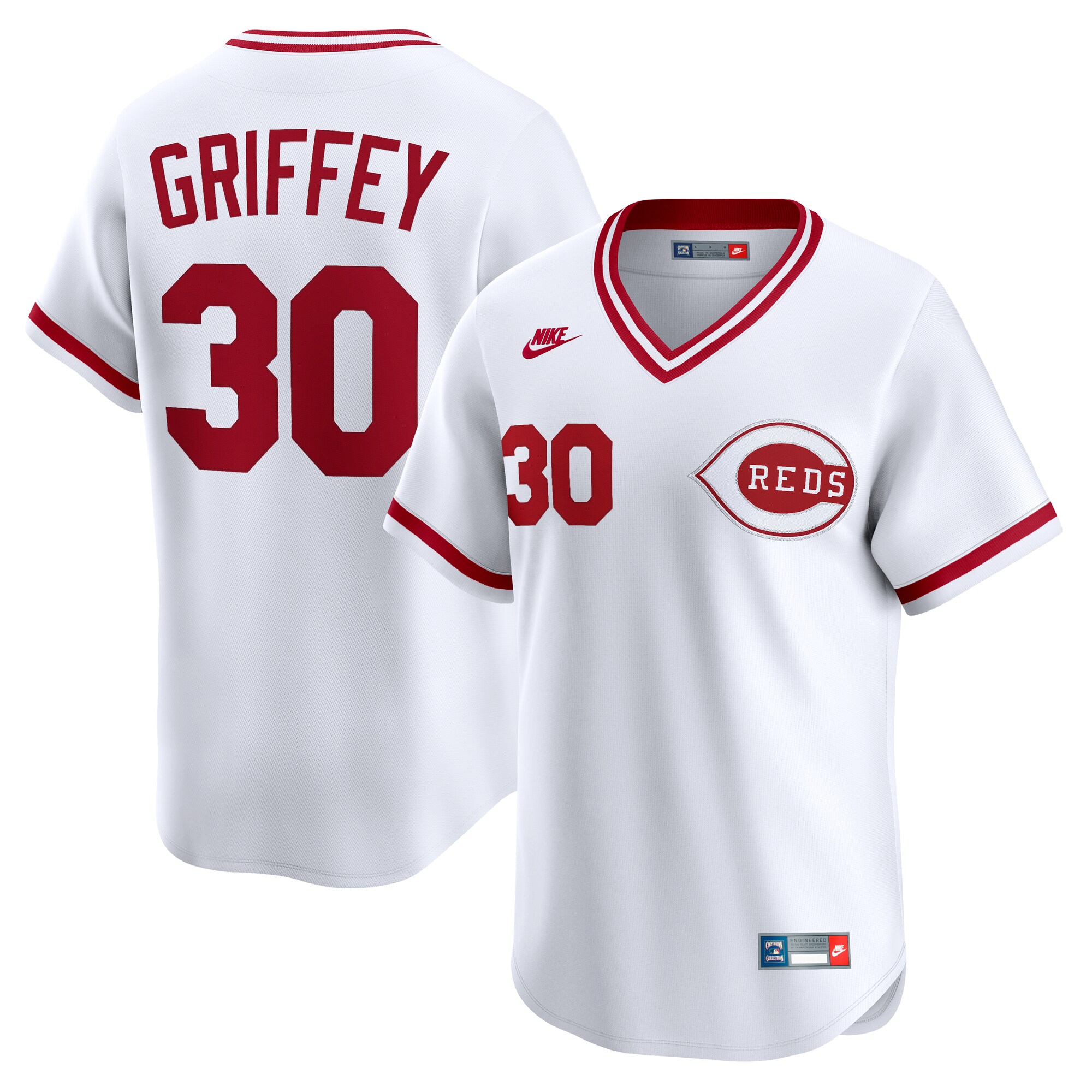 KEN Griffey Cincinnati Reds Nike Throwback Cooperstown Collection Limited Jersey White 2025/26