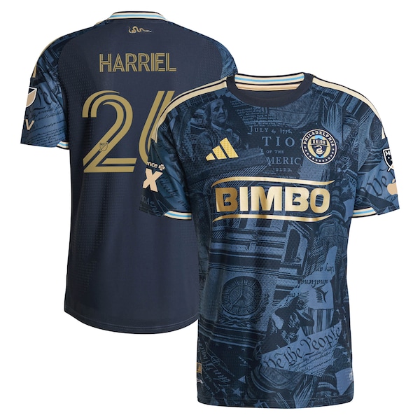 Nathan Harriel Philadelphia Union Adidas 2026 1776 Kit On Field Authentic Patch Jersey 2026