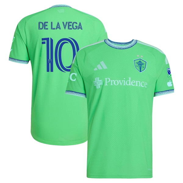 Pedro de la Vega Seattle Sounders FC Adidas 2026 the Evergreen State Kit On Field Authentic Patch Jersey Rave 2026