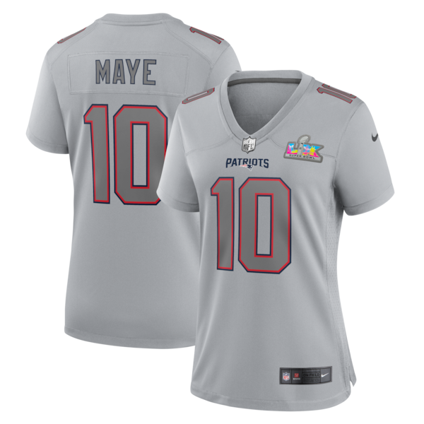 Nike Damen Trikot MIT Drake Maye Logo Silbernem NEW England Patriots Aufnäher Super Bowl LX Design UND Modischem Design 2025/26