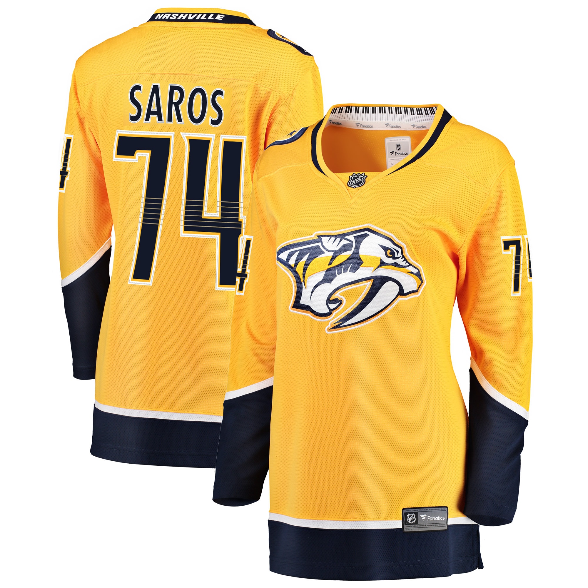Juuse Saros Nashville Predators Fanatics Womens Breakaway Player Jersey Gold 2025/26