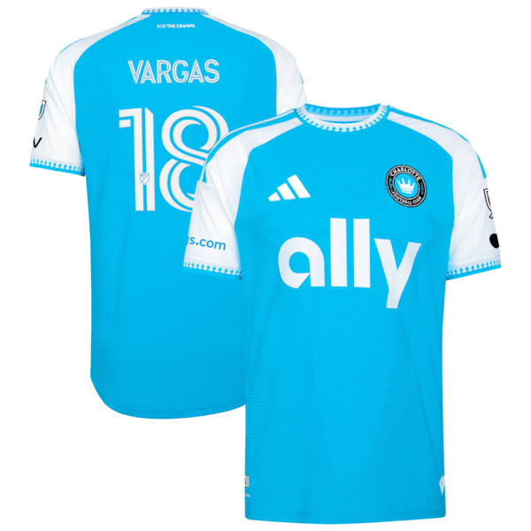 Kerwin Vargas Charlotte FC Adidas 2026 Carolina Kit: Crowns UP ON Field Authentic Patch Jersey Blue 2026