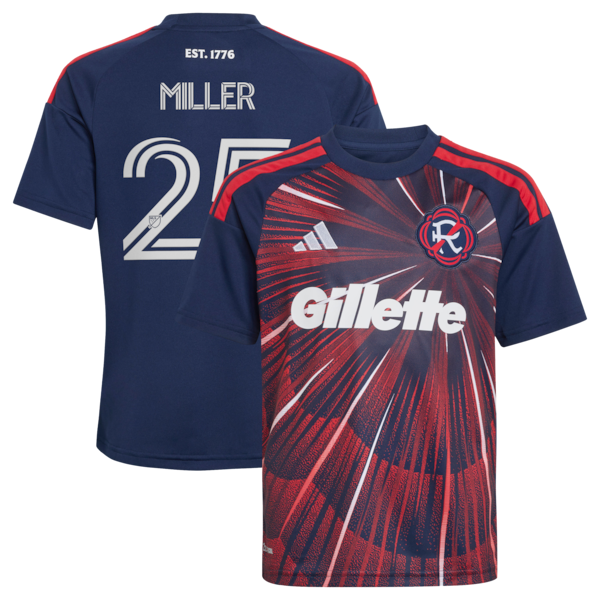 Peyton Miller NEW England Revolution Adidas Youth 2026 Independence DAY Replica Jersey Blue 2026