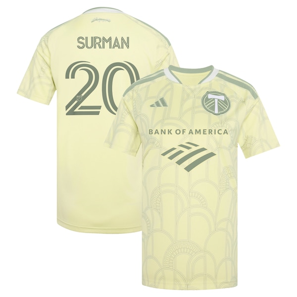 Adidas Finn Surman Yellow Portland Timbers 2026 Civic Stadium Kit Replica Jersey 2026