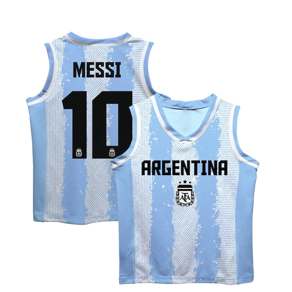 Argentinien Lionel Messi Argentina National Team Vive la Fete Youth Painted Stripes Basketball Jersey Light Blue 2026