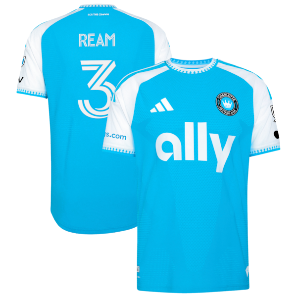 TIM Ream Charlotte FC Adidas 2026 Carolina Kit: Crowns UP ON Field Authentic Patch Jersey Blue 2026