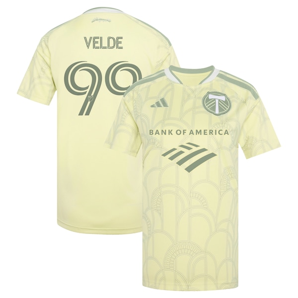 Adidas Kristoffer Velde Yellow Portland Timbers 2026 Civic Stadium Kit Replica Jersey 2026