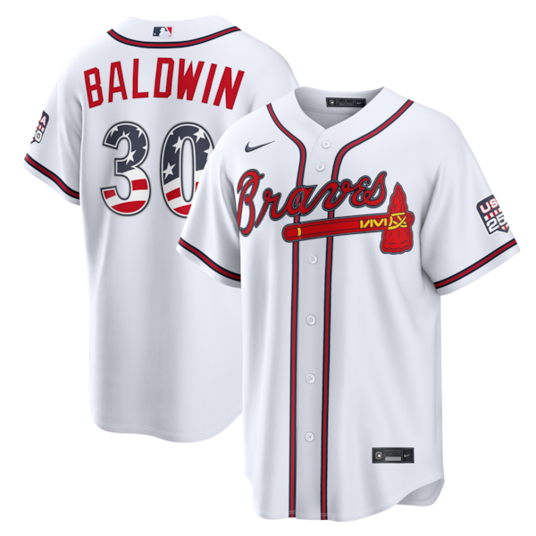 Fourth of July Atlanta Braves Drake Baldwin Nike White USA 250 Stadium Jersey 2025/26