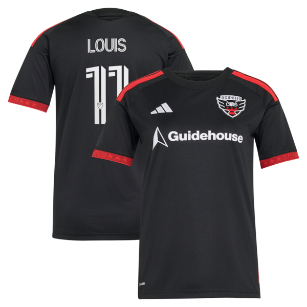 Louis Munteanu DC United Adidas Youth 2026 Black and RED KIT Replica Jersey Black 2026