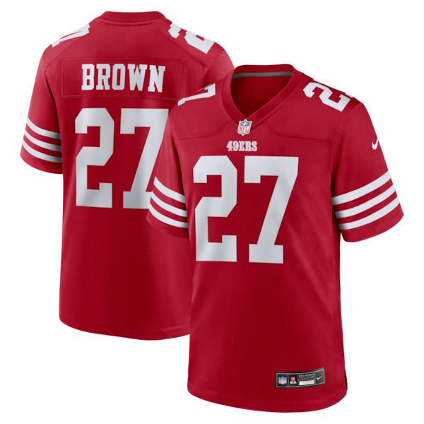 Jiayir Brown San Francisco 49ers Nike Team Game Jersey Scarlet 2025/26