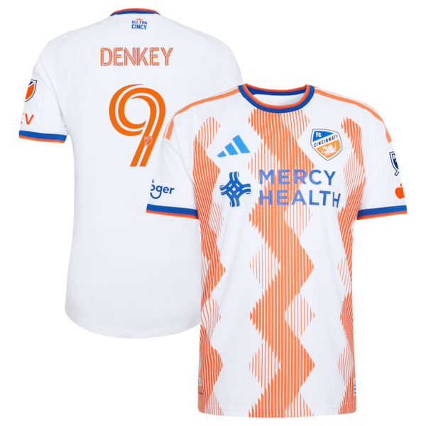 Kévin Denkey FC Cincinnati Adidas 2026 the Seven Hills KIT ON Field Authentic Patch Jersey White 2026
