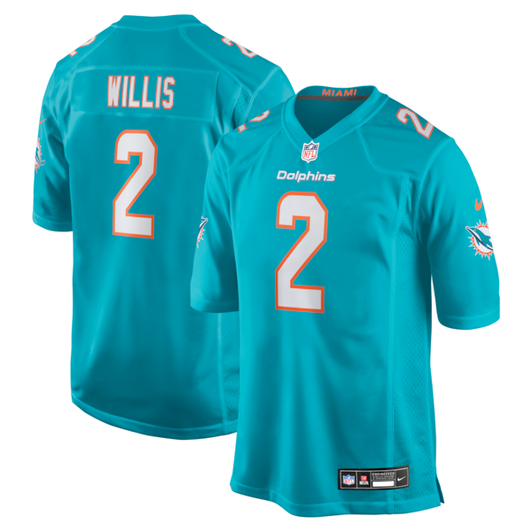 Malik Willis Miami Dolphins Nike Game Jersey Teal 2026/27