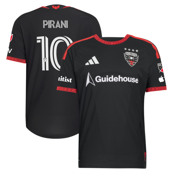 Gabriel Pirani DC United Adidas 2026 Black and RED KIT ON Field Authentic Patch Jersey Black 2026