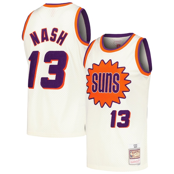 Steve Nash Phoenix Suns Mitchell and Ness Chainstitch Swingman Jersey Cream 2025/26