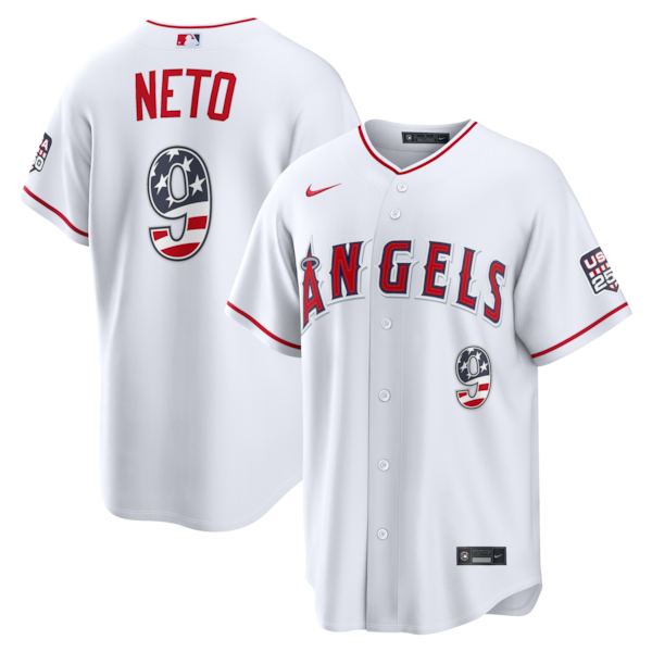 Fourth of July LOS Angeles Angels Zach Neto Nike White USA 250 Stadium Jersey 2025/26